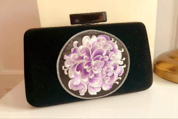 Colorful Floral Clutch, Kiss Lock Clutch with top Shoulder Strap, Bridesmaid Gifts