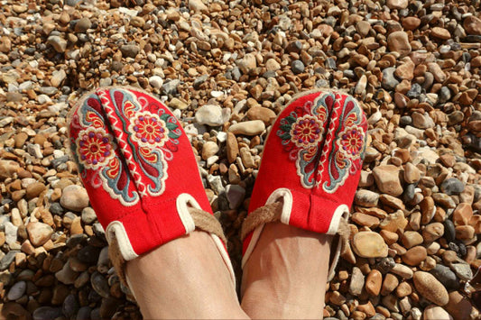 Hand Embroidered Espadrille Mule Slipper, Canvas Shoes, Non Slip Sole, Best Gift For Mother