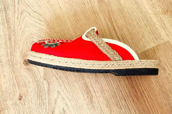 Hand Embroidered Espadrille Mule Slipper, Canvas Shoes, Non Slip Sole, Best Gift For Mother